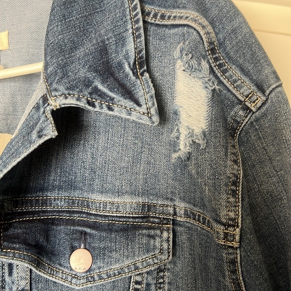 Distressed, denim jacket. - Picture 2 of 6